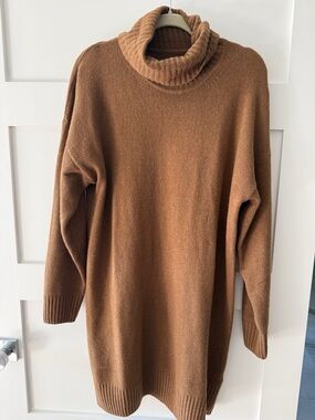 Cozy Gap Carmel Color Turtleneck Sweater Dress - Women